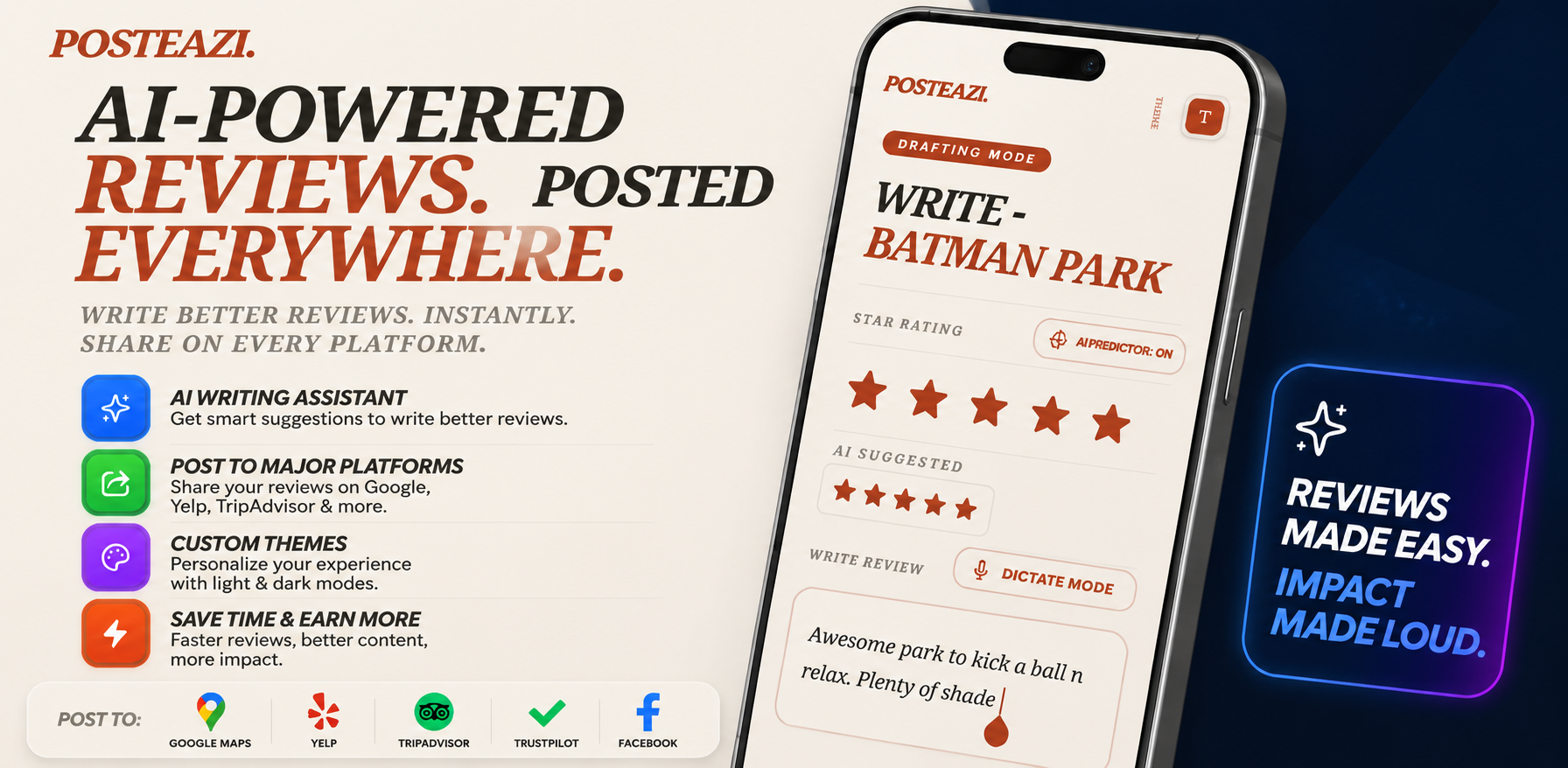 Posteazi app feature overview